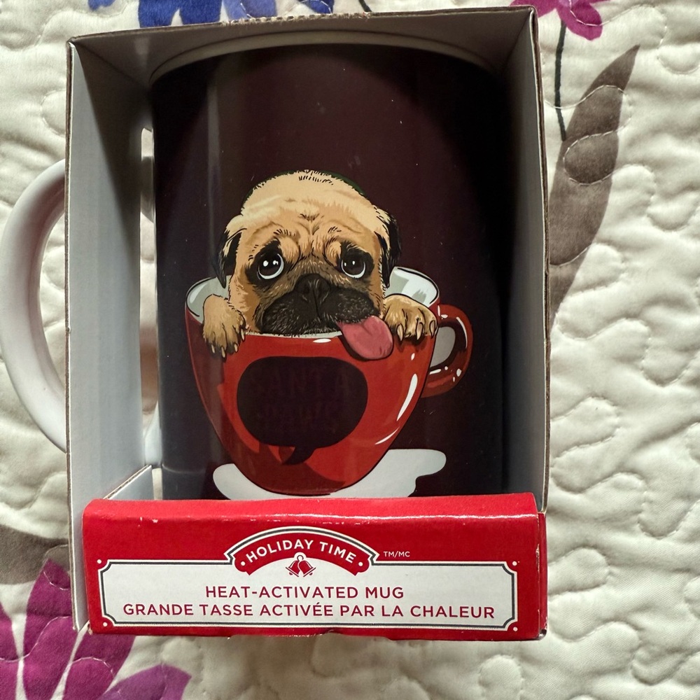 Holiday Time Heat-Activated Mug with Pug Design